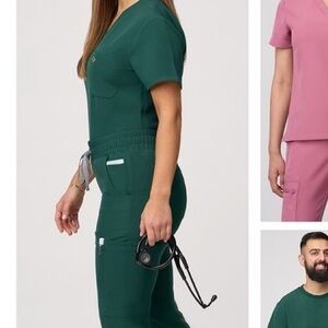 LUUNA Green Scrubs Joggers and One Pocket Scrub Top